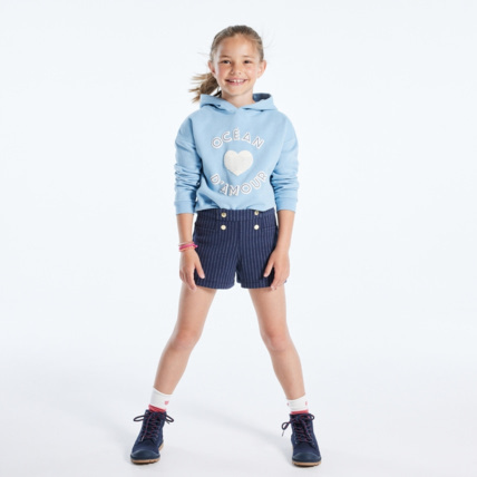Avis Short à pont rayé toucher flanelle bleu fille OKAIDI 1