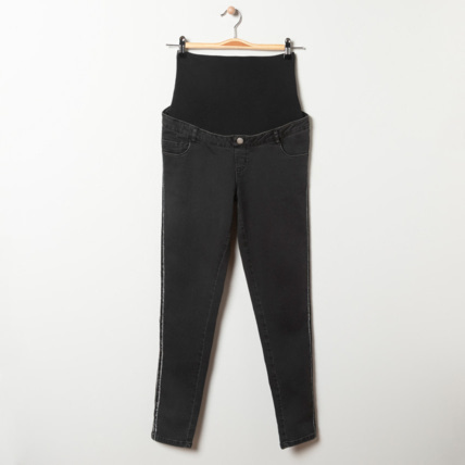 Avis Jean skinny de grossesse à bandes latérales et bandeau haut Prémaman 1
