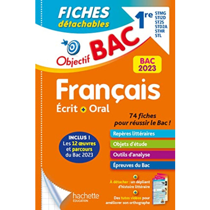 Avis Objectif BAC 2023 Fiches détachables Français 1res STMG - STI2D - ST2S - STL - STD2A - STHR, BAC 202 Hachette Éducation 1