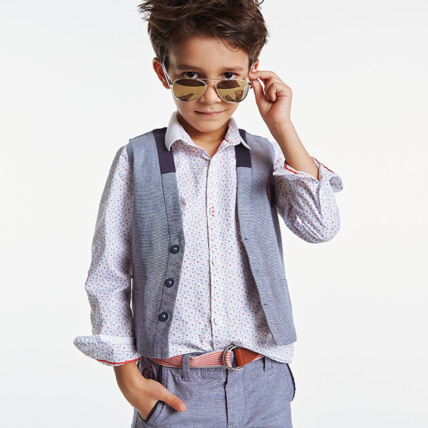 Avis Chemise col polo imprimé palmiers blanche garçon OKAIDI 1