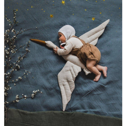 Avis Trophée mural enfant,  Cigogne en lin beige Sevira Kids 3