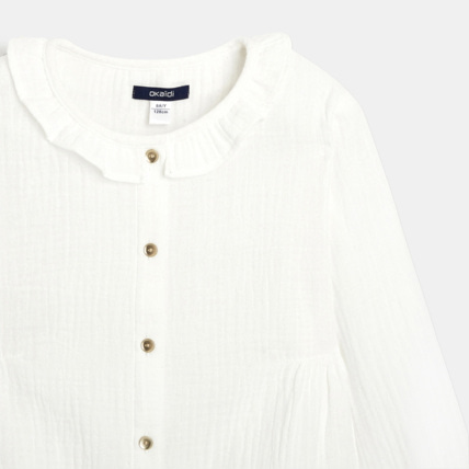 Avis Blouse en gaze de coton unie blanche fille OKAIDI 4