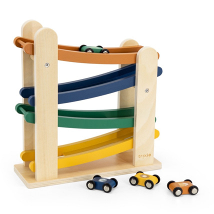 Avis Rampe de course en bois avec 4 voitures Trixie 1