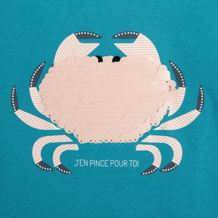 Avis T-shirt à sequins magiques Crabe vert fille OKAIDI 3