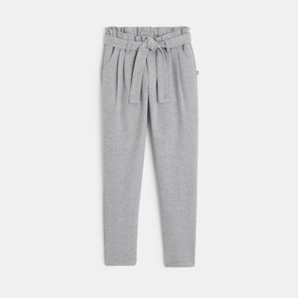 Avis Pantalon à taille haute ceinturée gris fille OKAIDI 1