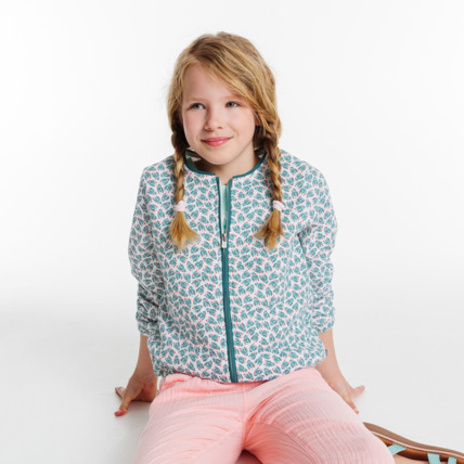 Avis Veste maille quiltée imprimé feuillage vert fille OKAIDI 1