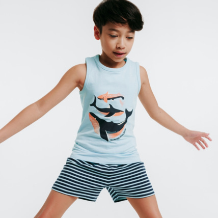 Avis Pyjama d'été 2 pièces en jersey bleu garçon OKAIDI 1