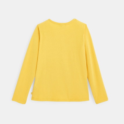 Avis T-shirt coton bio sequins et broderies papillon jaune fille OKAIDI 3