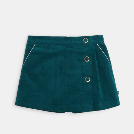 Avis Jupe-short en velours côtelé uni verte fille OKAIDI 1