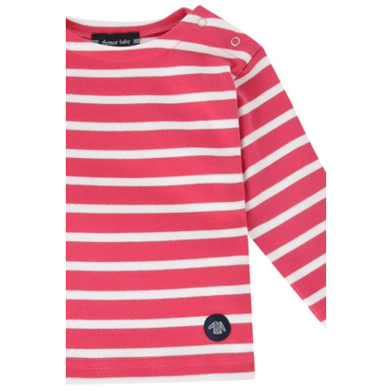 Avis Marinière bébé - coton épais - Raspberry/Blanc ARMOR-LUX 2