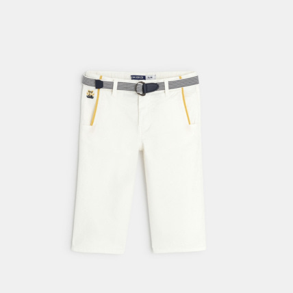 Avis Bermuda en toile + ceinture sangle blanc garçon OKAIDI 1