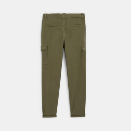 Avis Pantalon cargo en toile unie vert fille OKAIDI 3