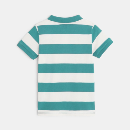 Avis Polo rayé en jersey piqué bleu garçon OKAIDI 3