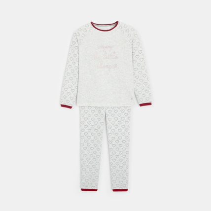 Avis Pyjama en velours-éponge à motif coeur gris fille OKAIDI 2