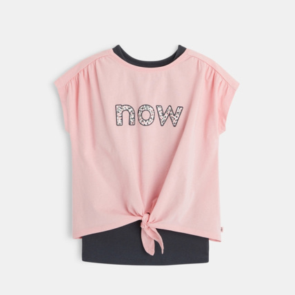Avis T-shirt sport 2-en-1 à message rose fille OKAIDI 2