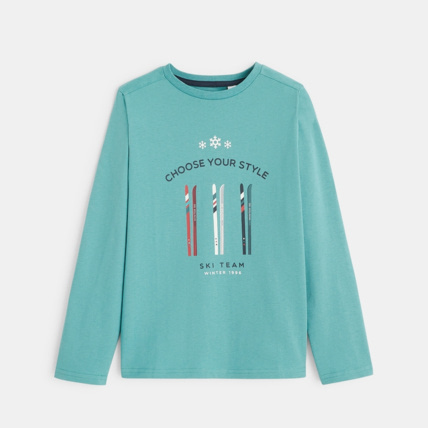 Avis T-shirt manches longues motif Ski vert garçon OKAIDI 1