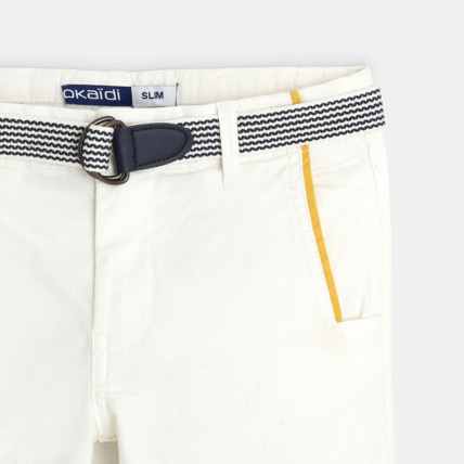 Avis Bermuda en toile + ceinture sangle blanc garçon OKAIDI 2