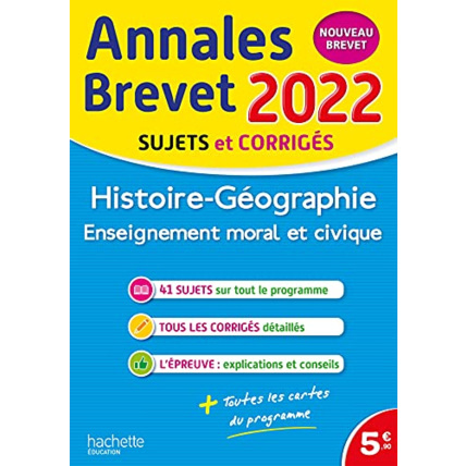 Avis Annales Brevet 2022 Histoire-Géographie-EMC Hachette Éducation 1