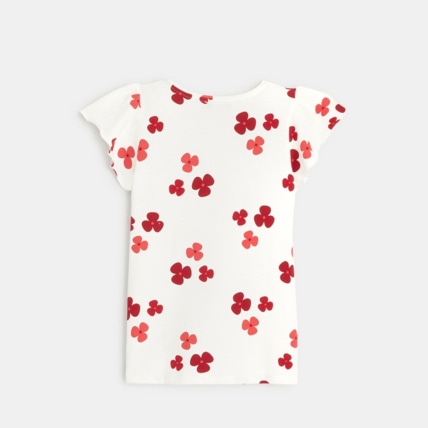 Avis T-shirt fleuri à manches volantées blanc fille OKAIDI 3