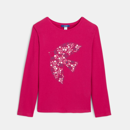 Avis T-shirt manches longues motif colombe rose fille OKAIDI 2