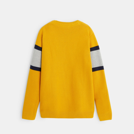 Avis Pull col rond à large rayure jaune garçon OKAIDI 3