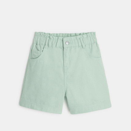 Avis Short taille haute en toile unie vert fille OKAIDI 2