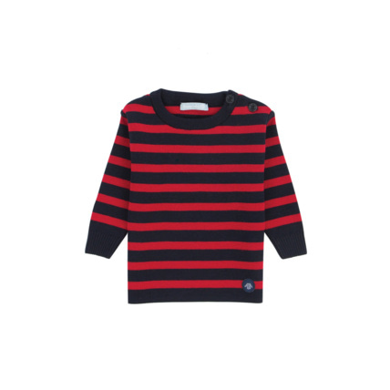 Avis Pull marin rayé "Briac" Baby - laine Mérinos - Navire/Braise ARMOR-LUX 1