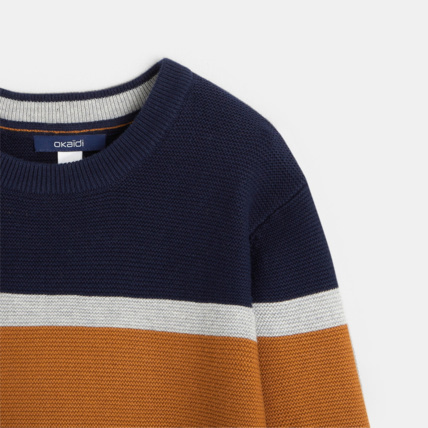 Avis Pull col rond à large rayure bleu garçon OKAIDI 2
