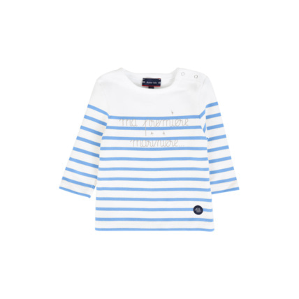 Avis Marinière Baby " Ma 1ère marinière" - coton épais - Milk/Bleu Lobelia ARMOR-LUX 1