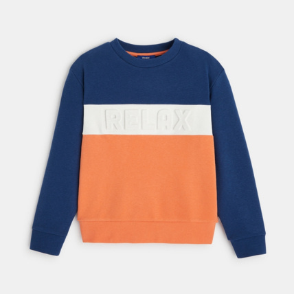 Avis Sweat-shirt tricolore orange garçon OKAIDI 1