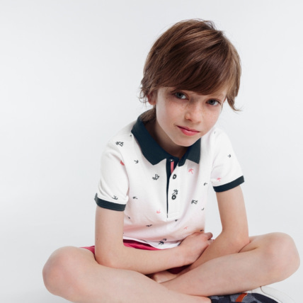 Avis Polo piqué imprimé palmiers blanc garçon OKAIDI 1