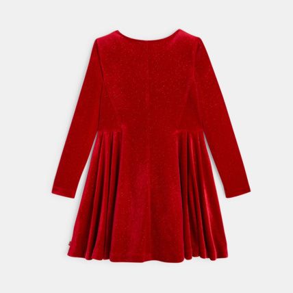 Avis Robe plissée en panne de velours pailleté rouge fille OKAIDI 3