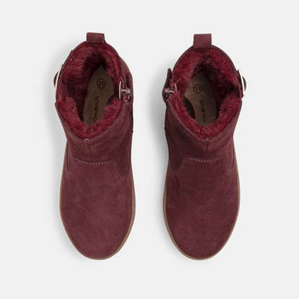 Avis Boots fourrées croûte de cuir violettes fille OKAIDI 2