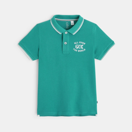 Avis Polo manches courtes 96 All Over The World bleu garçon OKAIDI 1