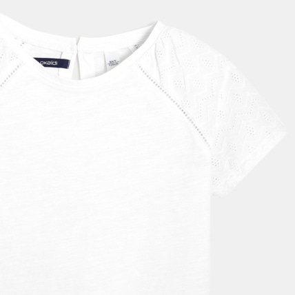 Avis T-shirt détail broderie anglaise blanc fille OKAIDI 3