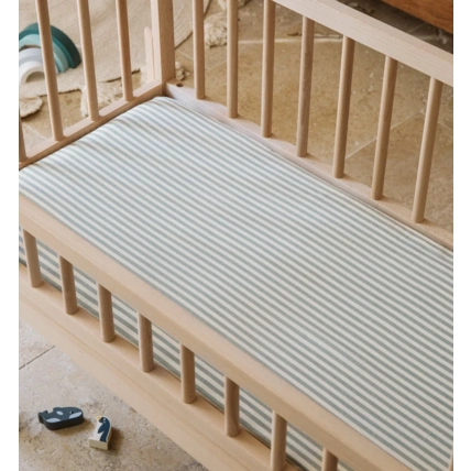 Avis Drap housse berceau Percale de Coton Bio rayé KADOLIS 1