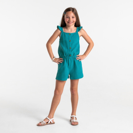 Avis Combishort en gaze de coton bleu fille OKAIDI 1