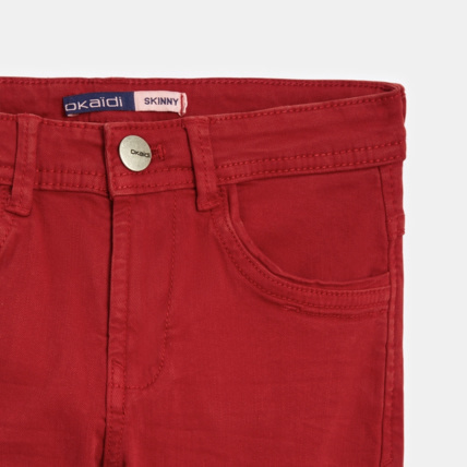 Avis Pantalon skinny en toile unie rouge garçon OKAIDI 3