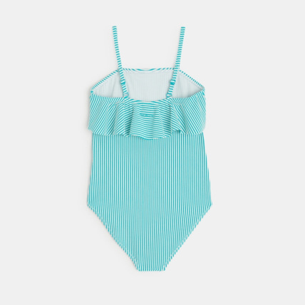 Avis Maillot de bain 1 pièce rayé volanté vert fille OKAIDI 3