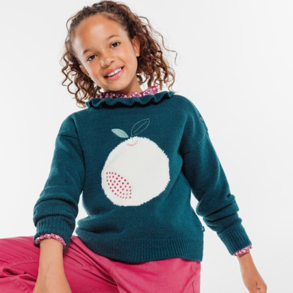 Pull col collerette motif pomme vert fille OKAIDI Comparateur Avis Prix