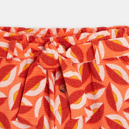 Avis Short imprimé en toile gaufrée orange fille OKAIDI 3