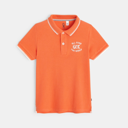 Avis Polo manches courtes 96 All Over The World orange garçon OKAIDI 1
