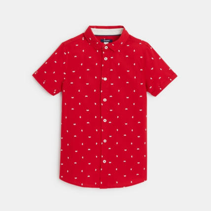 Avis Chemise manches courtes palmiers rouge garçon OKAIDI 1