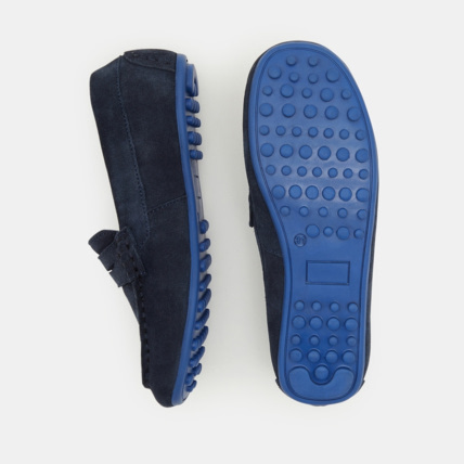 Avis Mocassins croûte de cuir uni bleu garçon OKAIDI 4