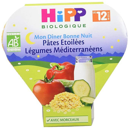 Avis Menu Bonne nuit Pâtes Etoilées Légumes Méditerranéens - Assiette 230g - 12mois HIPP 1