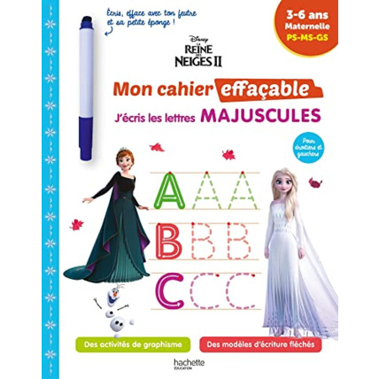 Avis Disney - Reine des neiges 2 - Mon cahier effaçable - J'écris les lettres majuscules (3-6 ans) Hachette Éducation 1