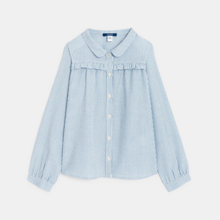 Avis Chemise rayée et frou-frou bleue fille OKAIDI 1