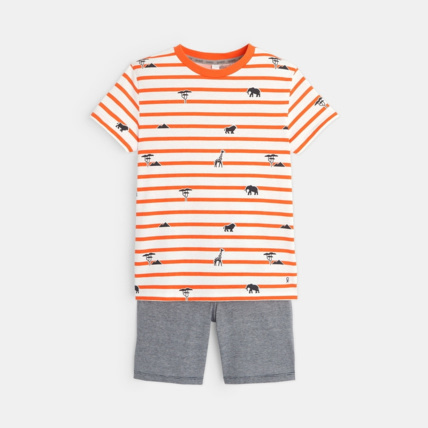 Avis Pyjama d'été rayé et imprimé orange garçon OKAIDI 2