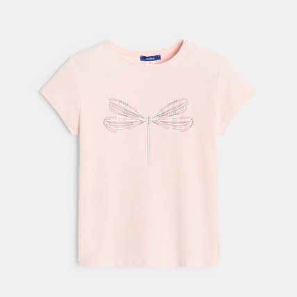 Avis T-shirt à motif pailleté libellule rose fille OKAIDI 2