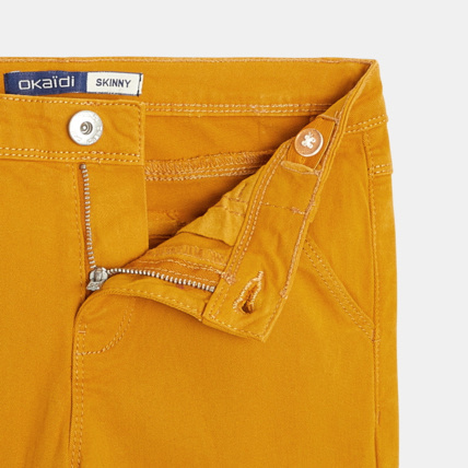Avis Pantalon skinny en toile stretch jaune fille OKAIDI 2